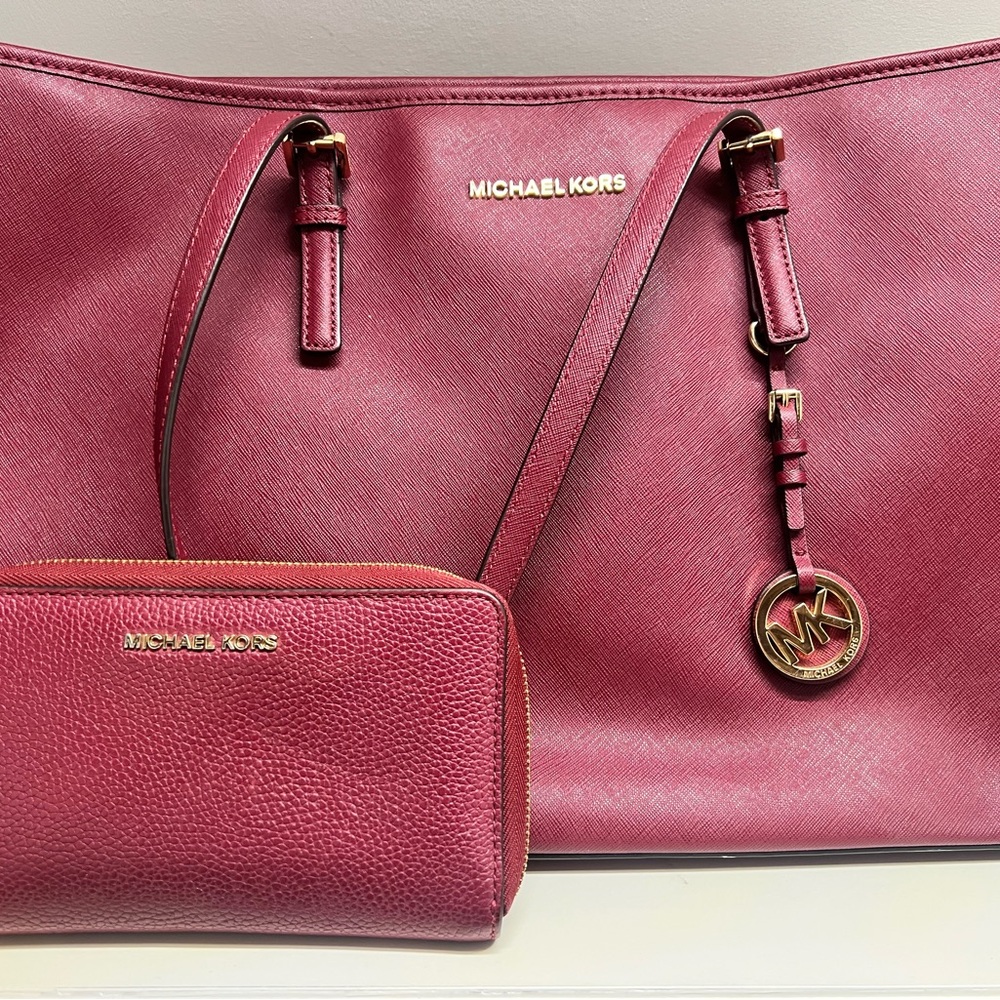Michael Kors Burgundy Tote Bag